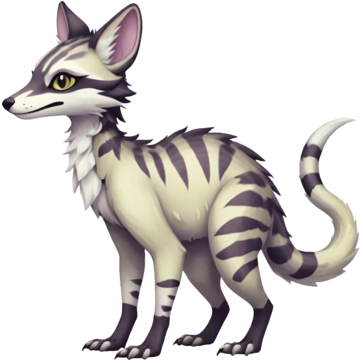 Feral Rare Fantasy dark pastel-white-gradients Vernid-Sergal-Genet-species by LiLaiRa, random markings, tufted ears, full body, 4 legs emoji