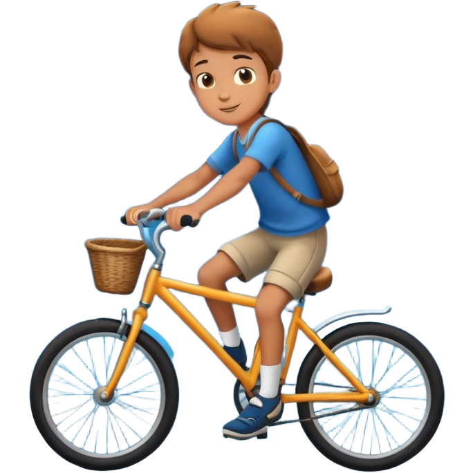 Biy riding bike in sky with moon behind him emoji