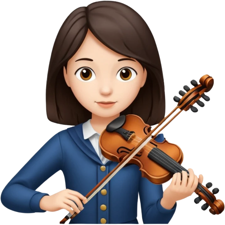 child girl dark brown hair playing violin  emoji