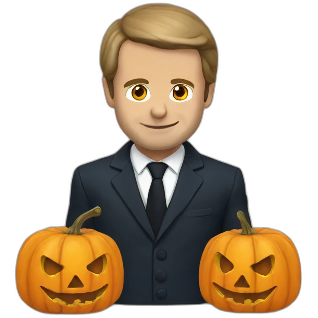 Macron avec citrouille halloween emoji
