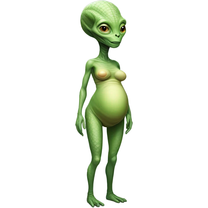 a Reptilian alien woman, full body, Pregnant emoji