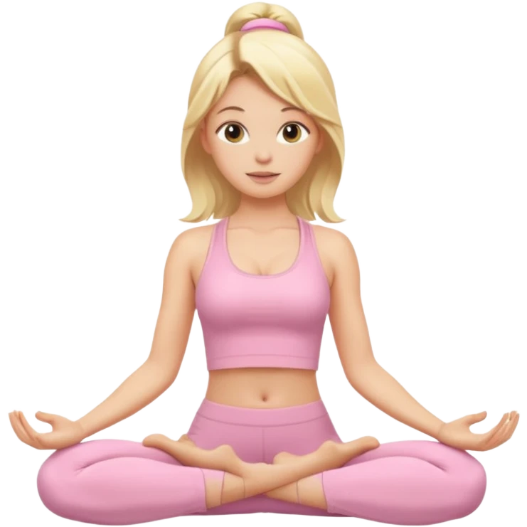 blonde yoga girl light pink clothes n emoji