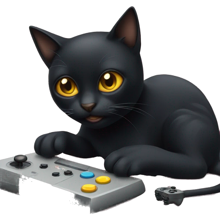 Black cat playing video games emoji