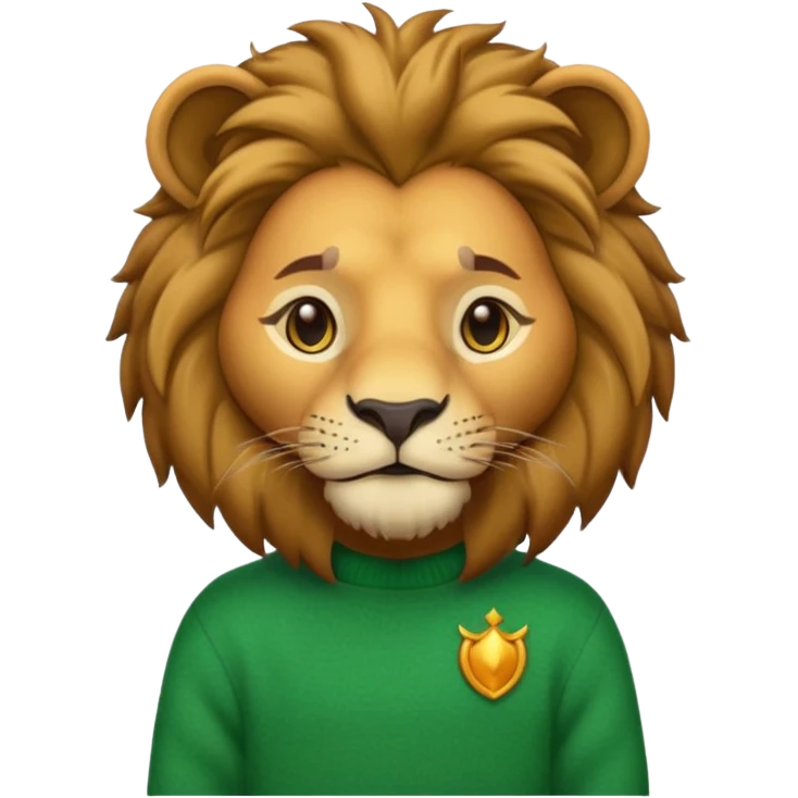 lion wearing green jumper emoji