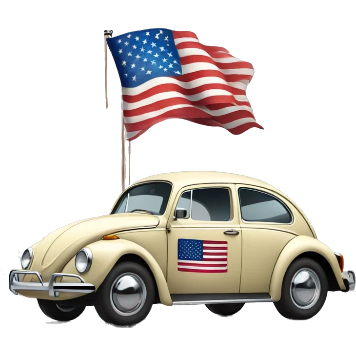 A beetle Volkswagen with an American flag  emoji
