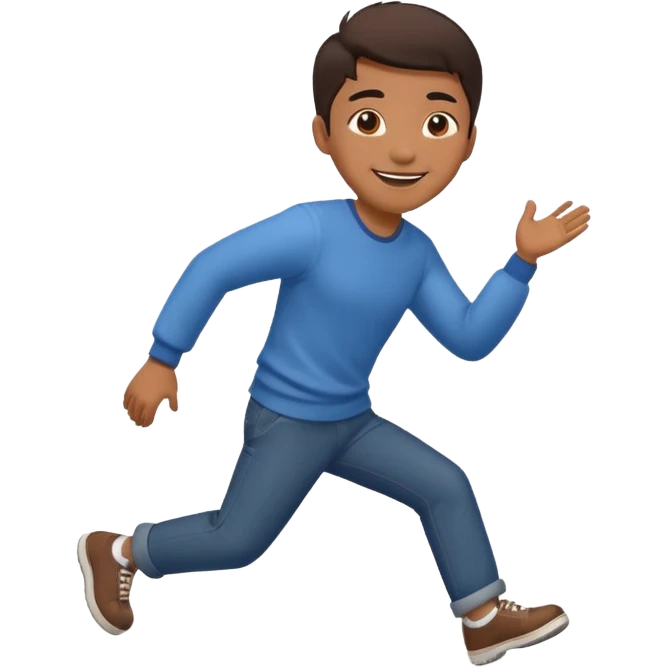 asian man tripping on sidewalk with heart eyes emoji