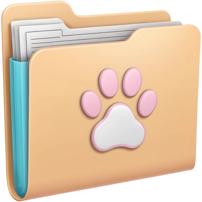 a pastel folder of documents with a pawprint on it emoji