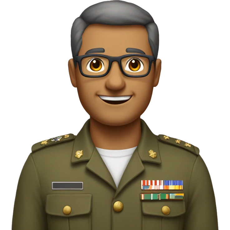 Homme brun cheveux rasés type militaire avec lunettes de vue âgé de 55 ans pesant 85 kilos plutôt souriant et affable divorcé  emoji