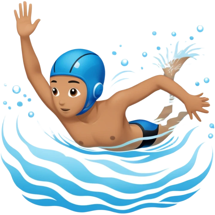 determined pool diver dives into a pool of confidence blue water underneath  emoji