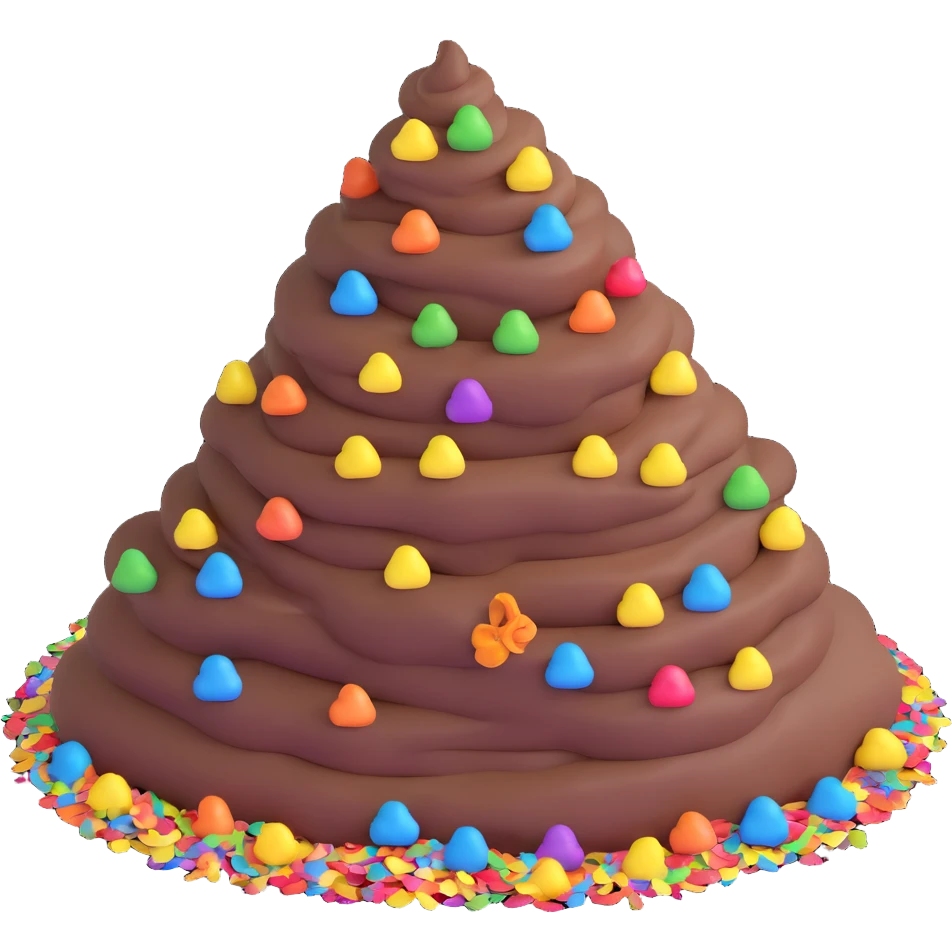 pile of poo with rainbow confetti, festive and fun emoji