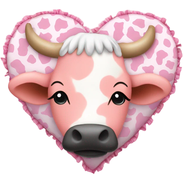 Cow print heart with pink ruffles emoji