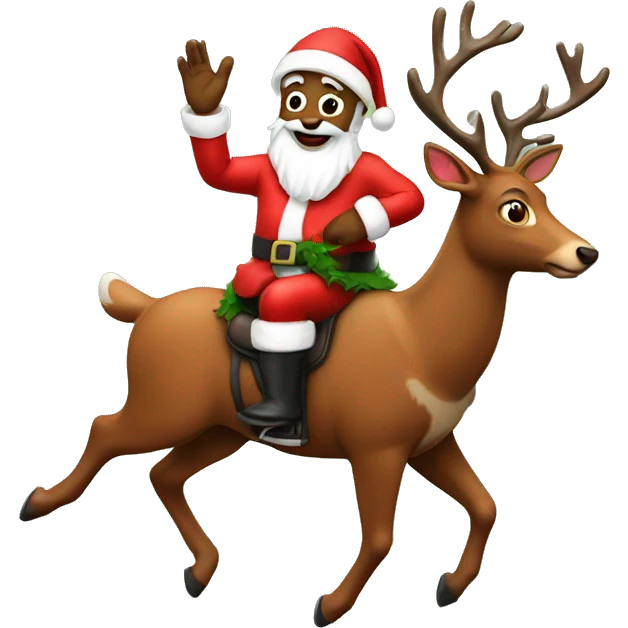 Santa riding Rudolph  emoji