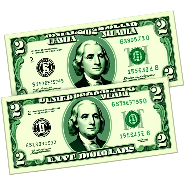 two dollar bills crossed emoji