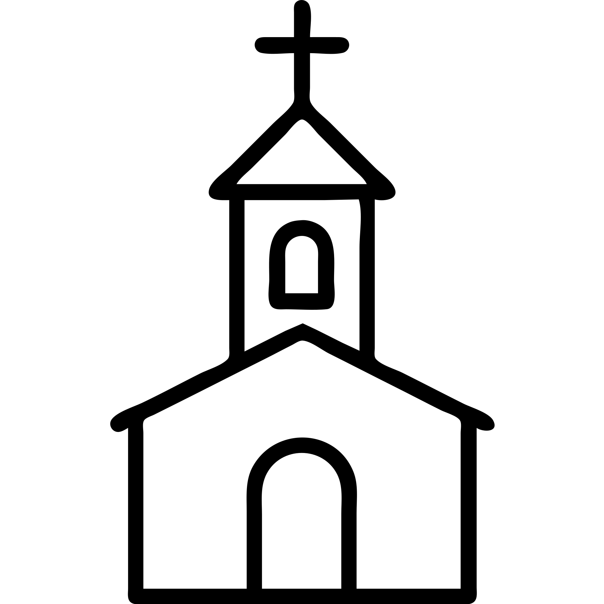 outlined icon of a church, simple and clean, no fill emoji