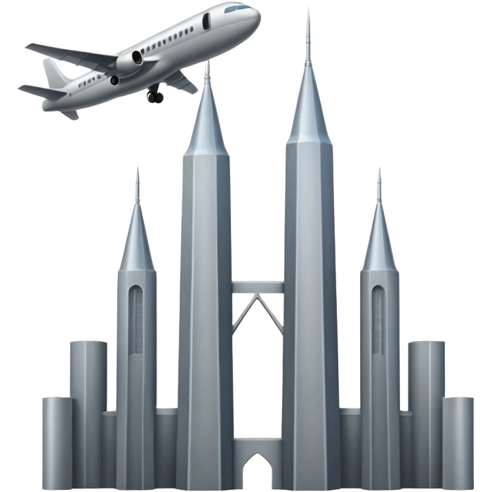 Airplane and two towers emoji