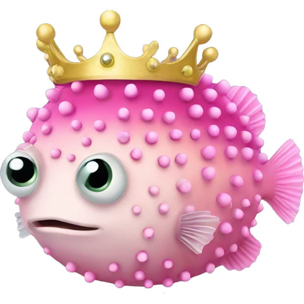 Princess Pufferfish with crown pink emoji