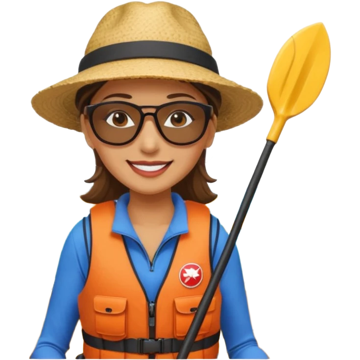 Teacher kayaking beach female emoji