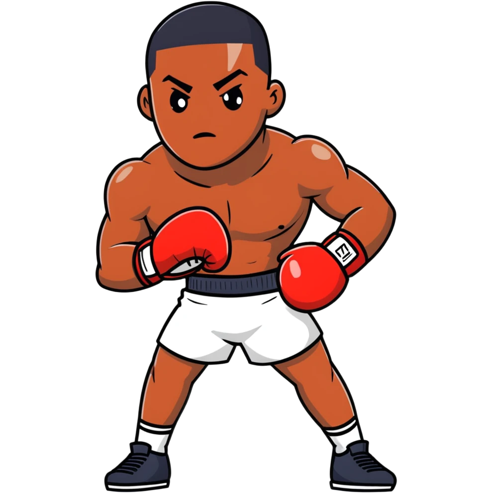 Passport photo portrait of a young 19-year-old Black male boxer, formal front-facing pose, neutral background, athletic build emoji