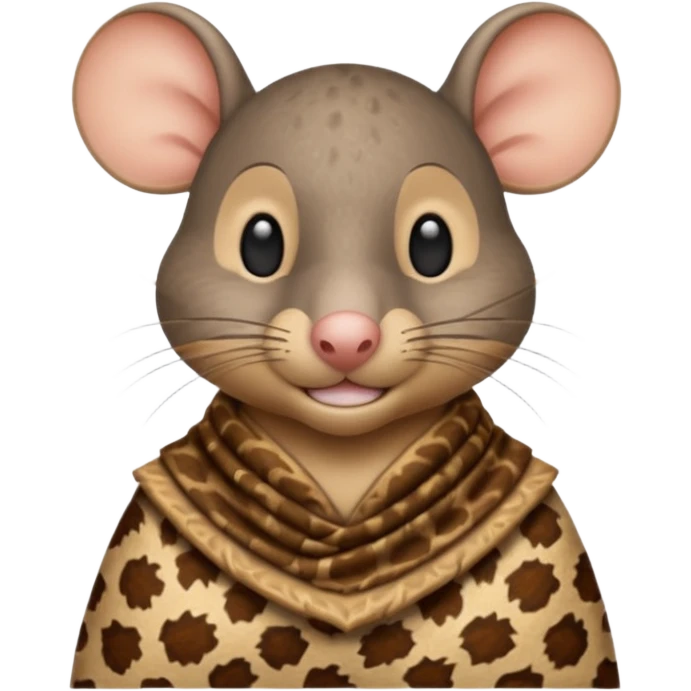 a jerry mouse wearing ancient animal skin cloth, half body, icon emoji