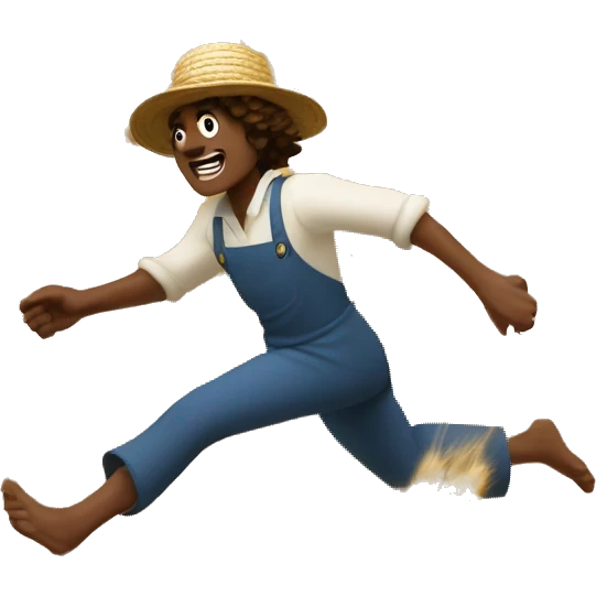 huckleberry Finn harvest goddess sprinting with wheat, with a large stride and arms outstretched emoji