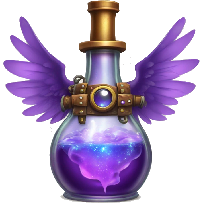 violet magical steampunk potion with colored bird wings inside emoji