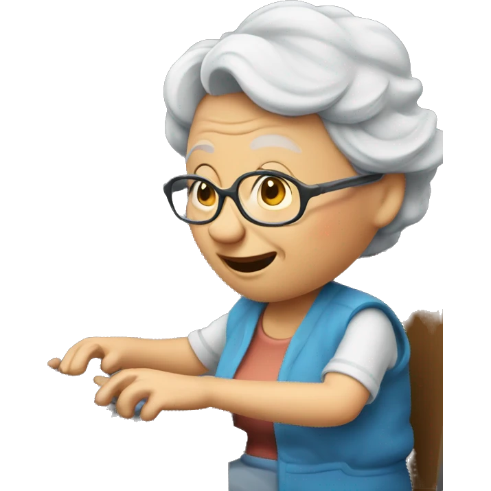 grandma playing a computer game emoji