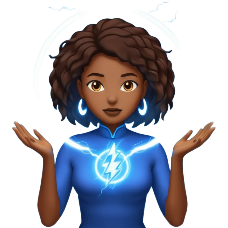 black woman summoning electric emoji