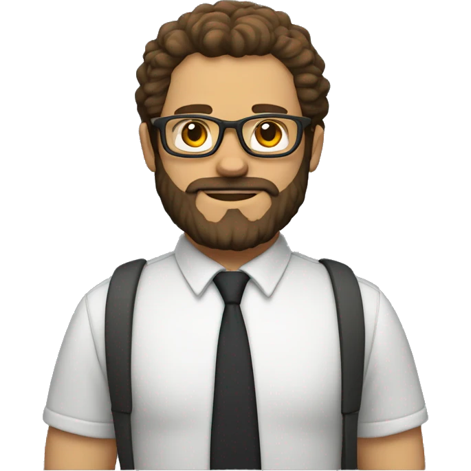 Teacher with glasses, beard, fluffy har and brown hair emoji
