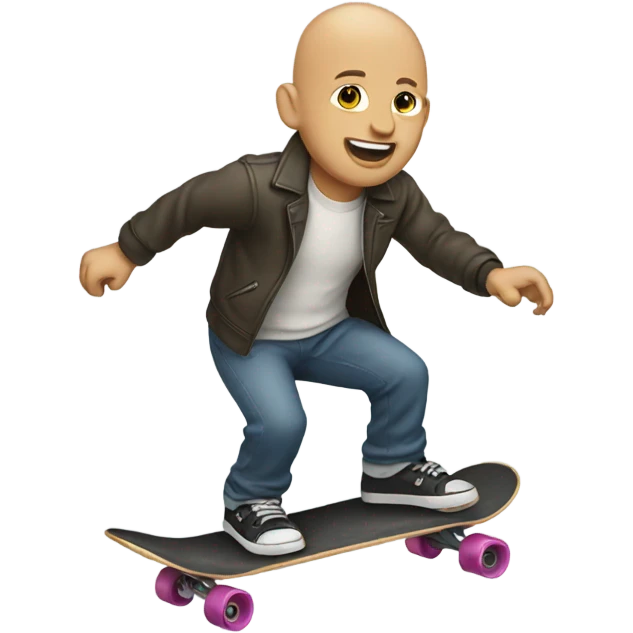 A bald man riding a skateboard  emoji