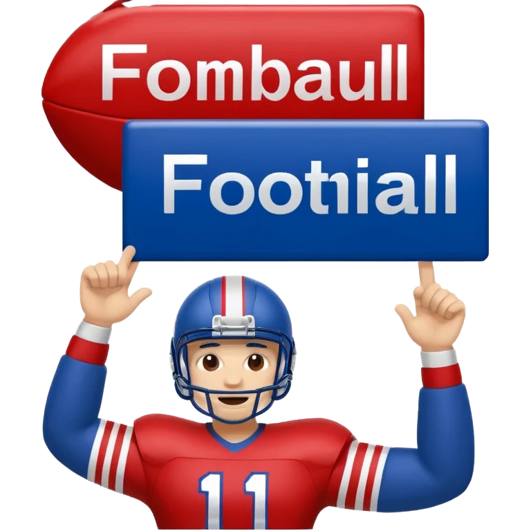 cheering sign american football in blue (#00A3E0) and red (#F9423A) emoji