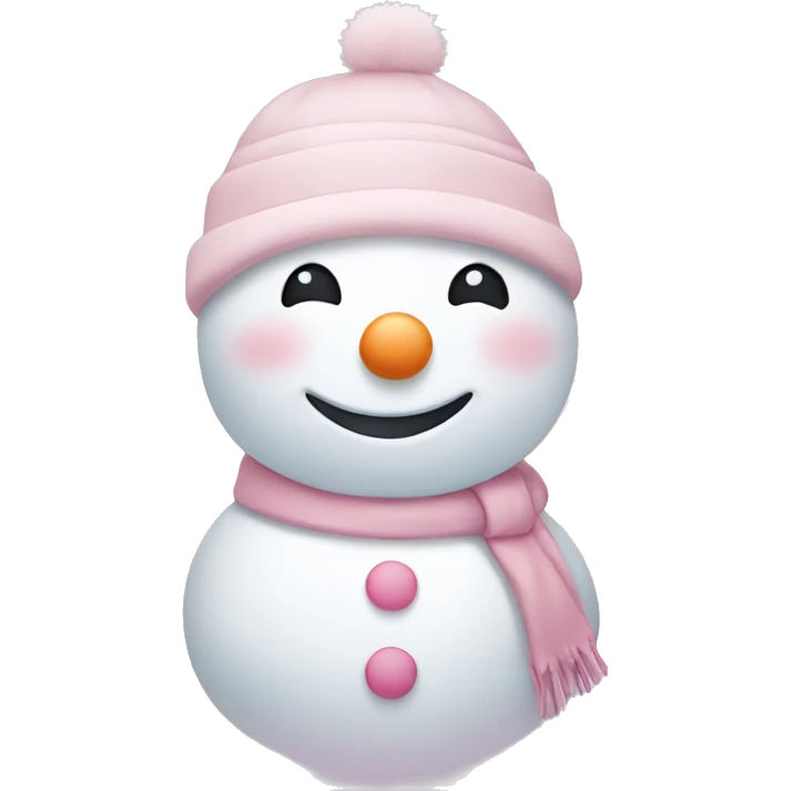 Cute white and light pink snowman emoji
