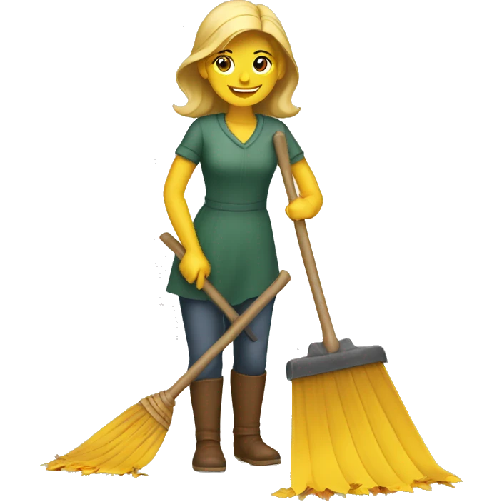Girl raking leaves emoji