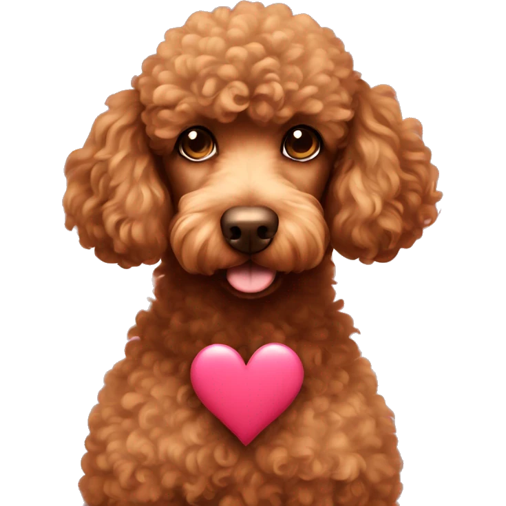 Brown poodle with heart emoji