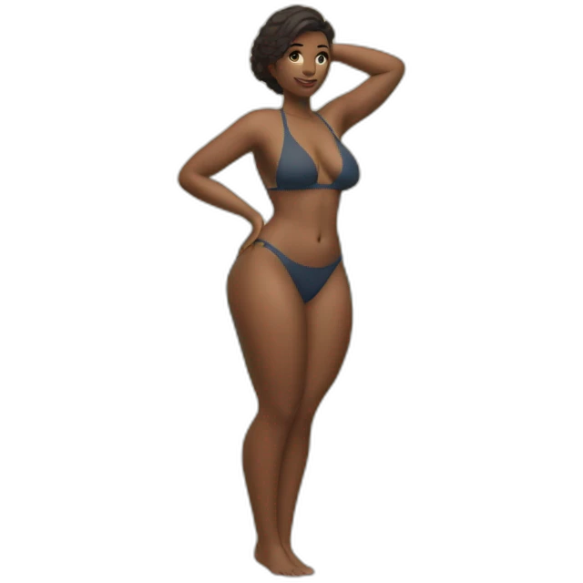 Slim-thicc Caucasian woman small bikini pose (beach body) emoji