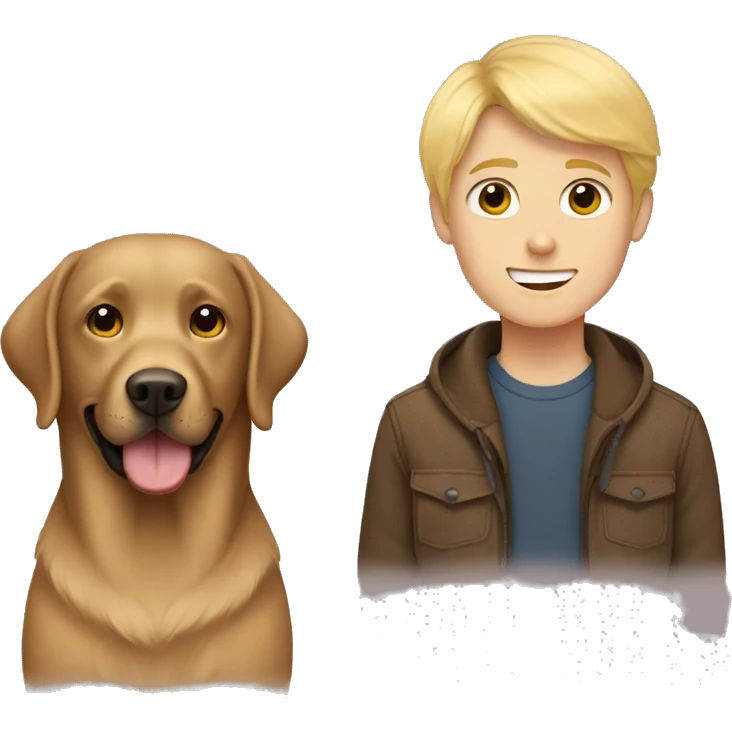 Brown Labrador and blonde boy emoji