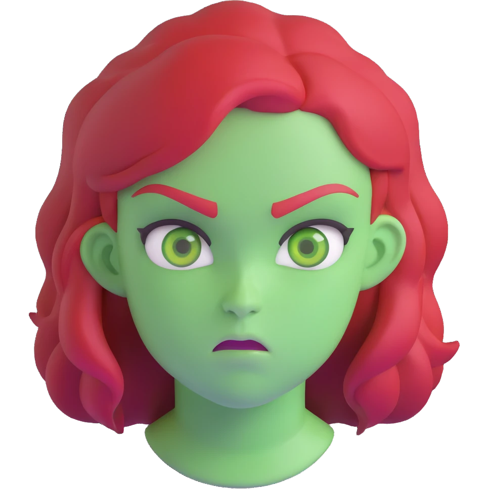 Angry girl with red hair and green eyes emoji