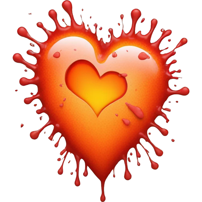 bleeding red heart glowing red-orange with splatter emoji