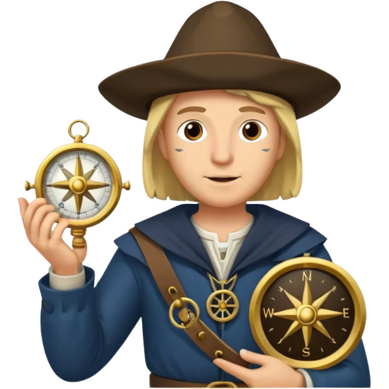 Columbus with compas emoji
