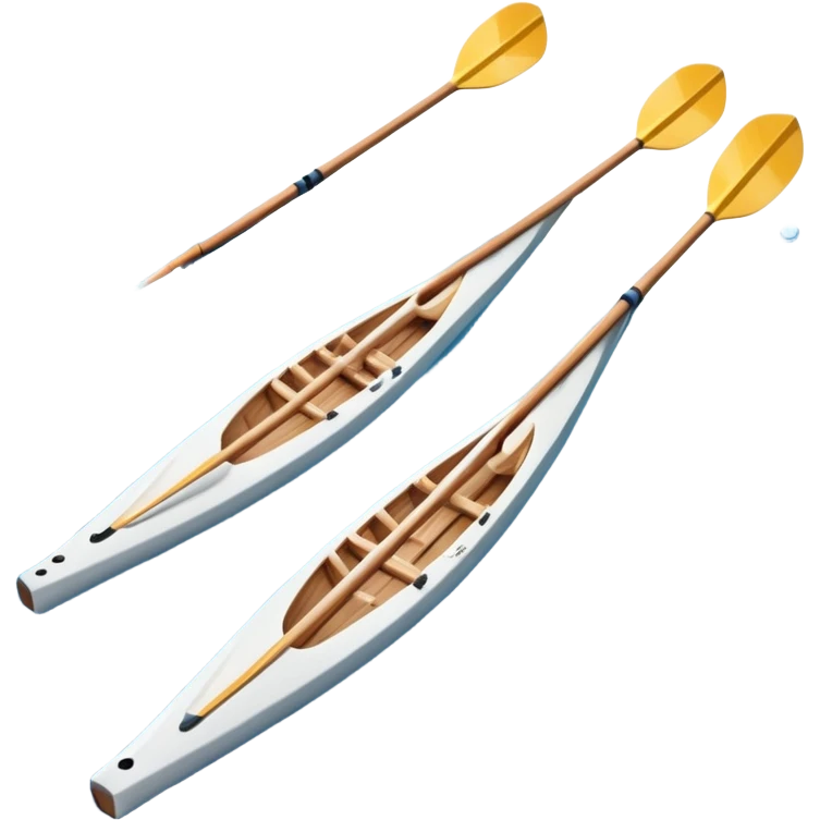 An icon showing a close-up of crossed oars, a sleek racing shell, and rippling water, symbolizing rowing. The design includes droplets in motion and a streamlined boat tip cutting through waves. Transparent background emphasizes strength, precision, and the spirit of competitive rowing emoji