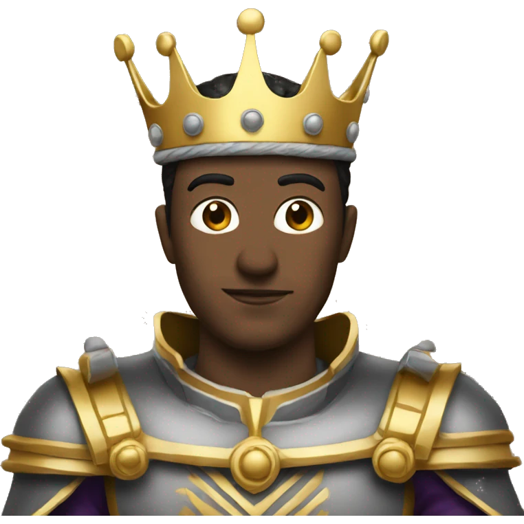 King Baldwin avec un masque de fer qui lève sa main emoji