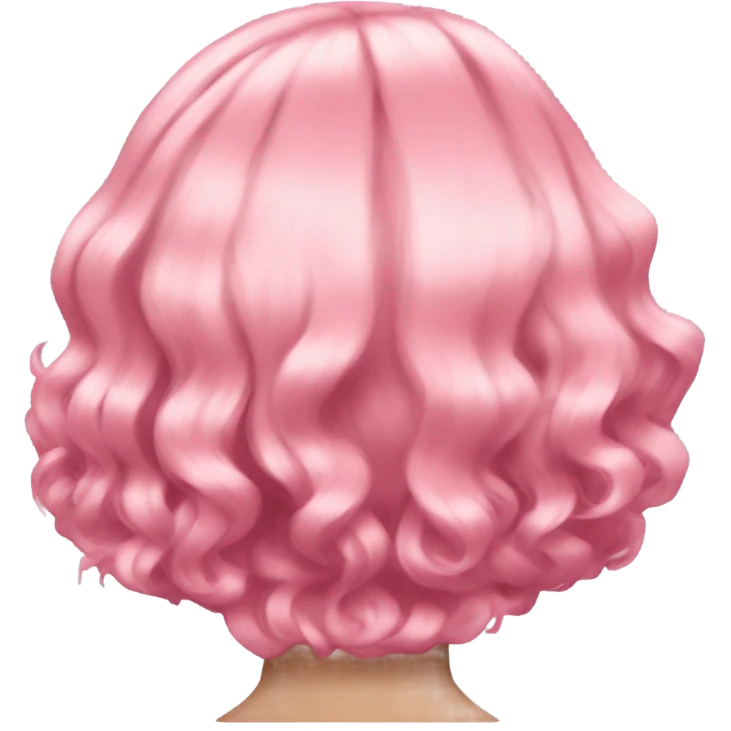 cyberpunk Pink wavy medium short hair rear view emoji