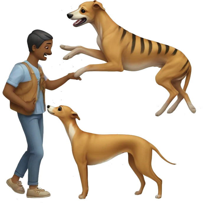 Fawn tiger greyhound playing with people emoji