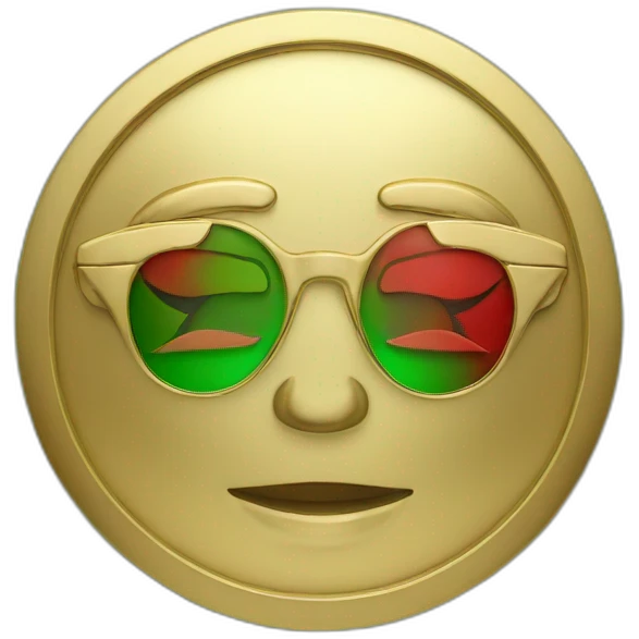 gold gucci logo with green-red-green background emoji