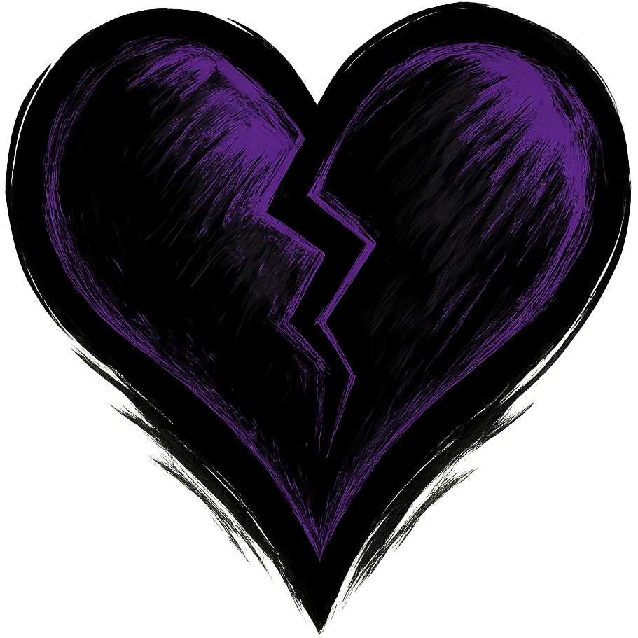 emo style black and purple heart, no background emoji