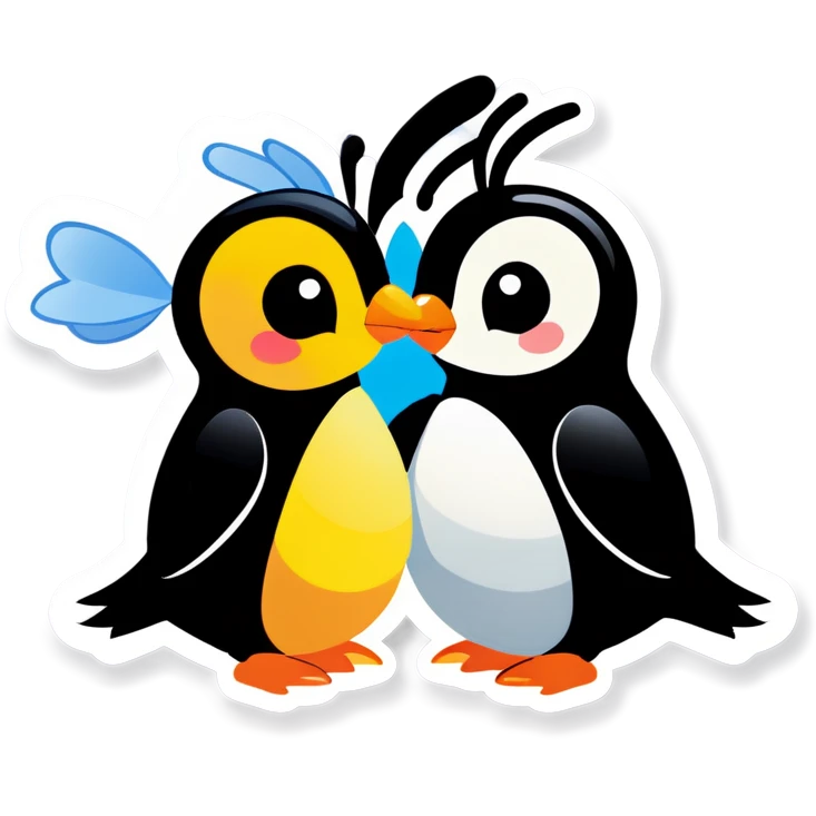 Penguin kissing bee  emoji