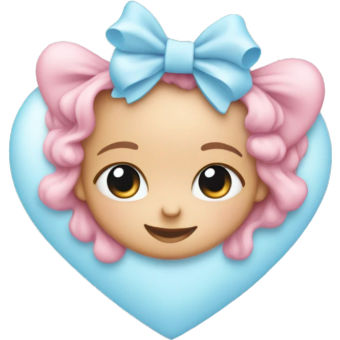 baby pink heart with a baby blue bow around it emoji