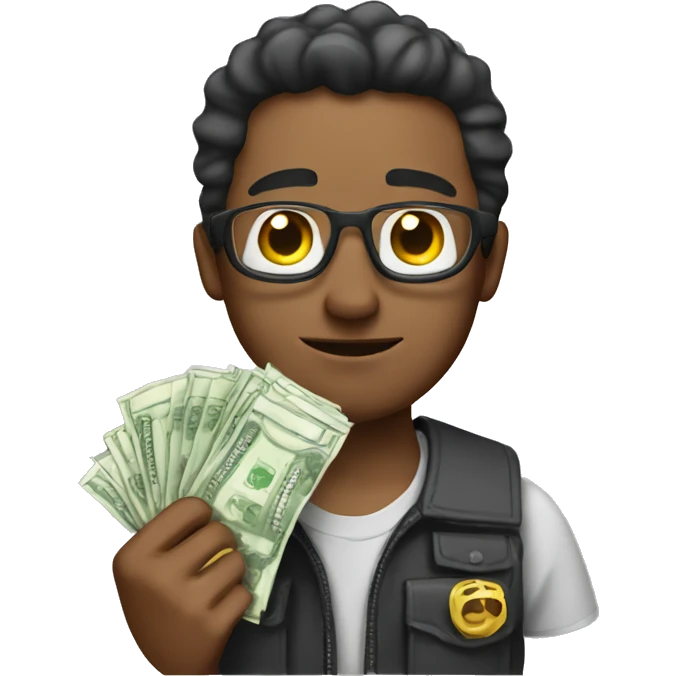 Robert holding a pack of money emoji