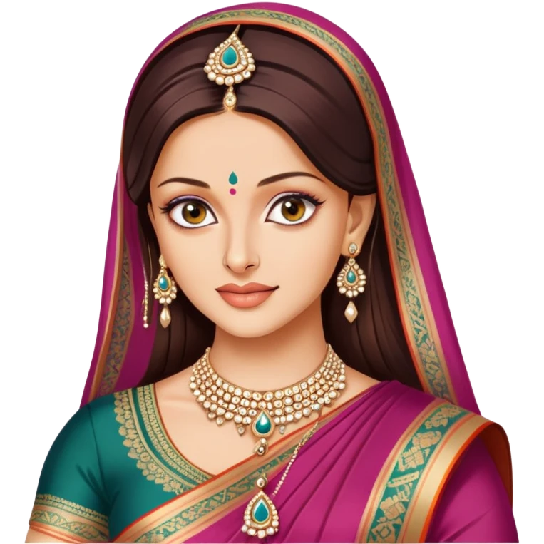 Aishwarya Rai in a saree, traditional Indian outfit, jewelry emoji