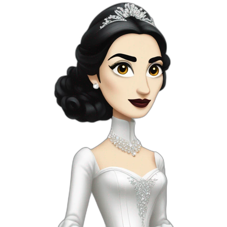 diamanda callas gothique jeune avec une robe noire et blanche emoji
