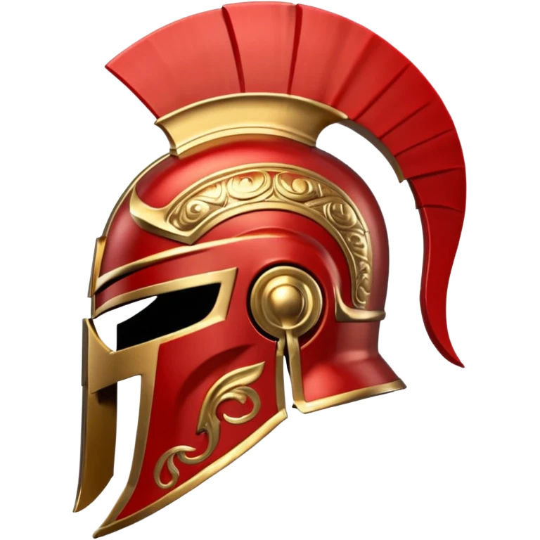 Side view of a gold and red Spartan helment emoji